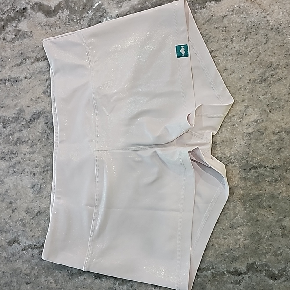 White shiny hiney wodbottom shorts